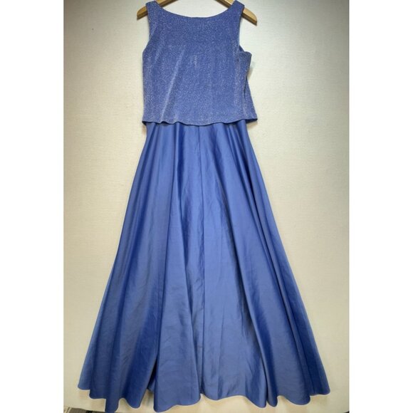 Arianna By Rachel Kaye 2-pc Sparkle Top & Satin Skirt Formal Gown Size 10 Blue - Picture 9 of 12